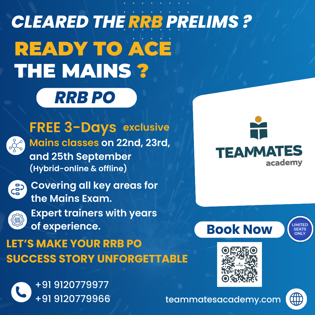 RRB PO FREE 3-days exclusive Mains Classes